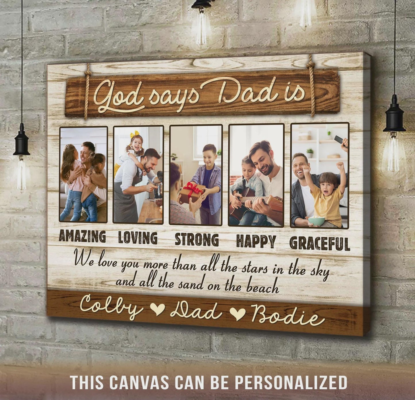 Best Father’s Day Personalized Photo And Names Canvas Print