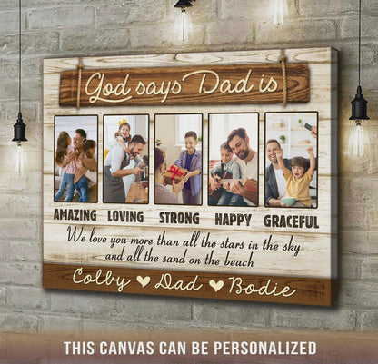 Best Father’s Day Personalized Photo And Names Canvas Print