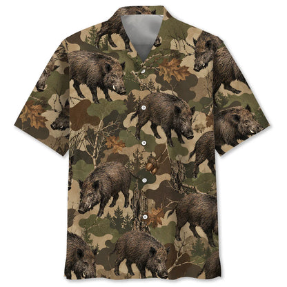 Feral Boar Woodland Hunting Camo Polo Shirt VCE1019