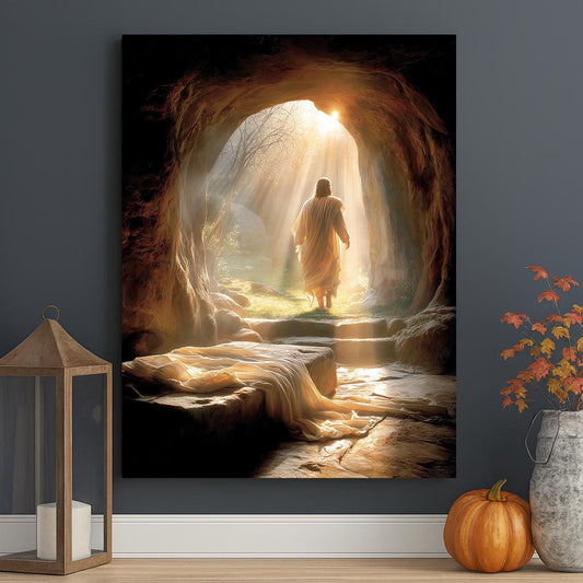 Risen Jesus Canvas Print, Empty Tomb, Christian Easter Artwork