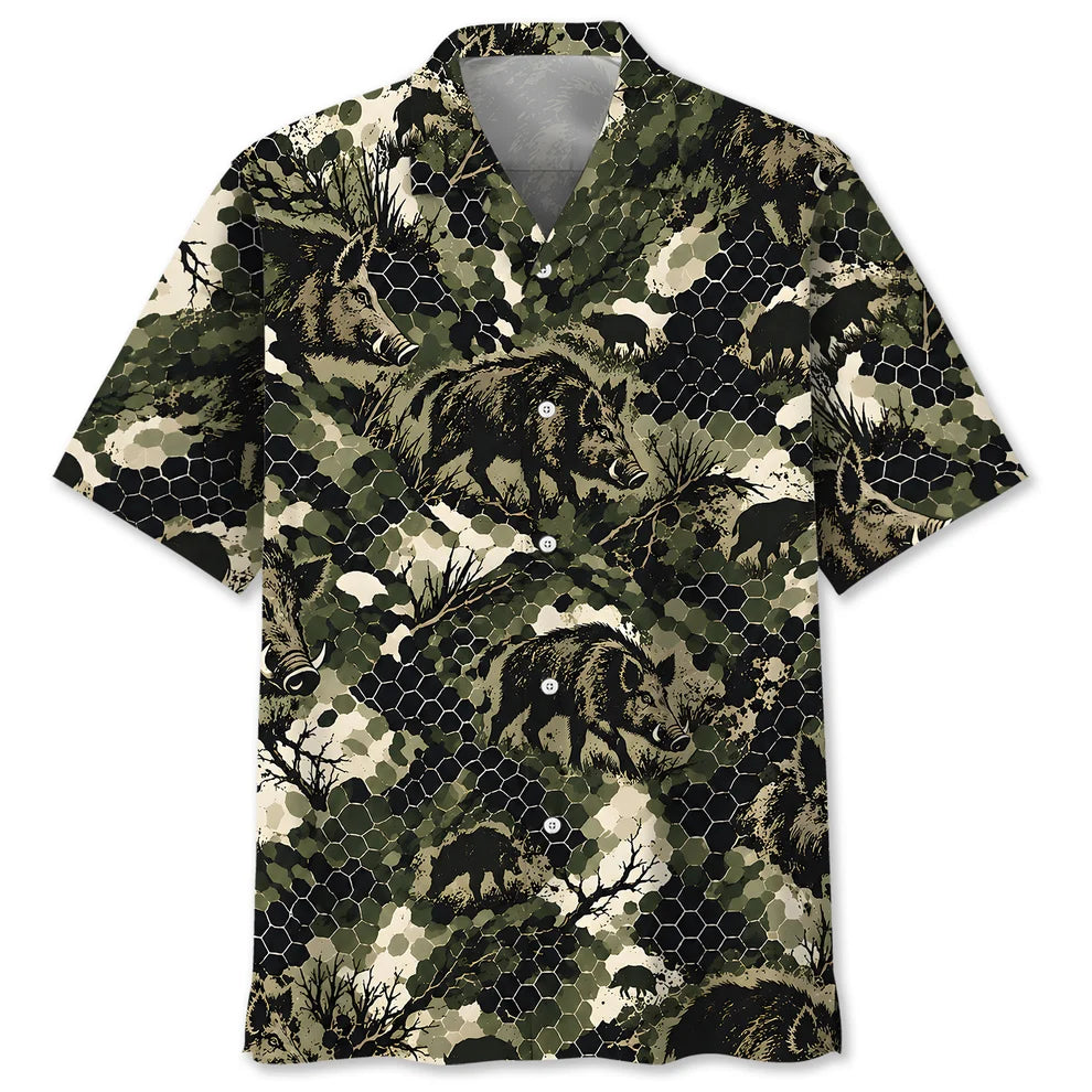 Tactical Hexagonal Wild Hog Hunting Camo polo Shirt VCP1046