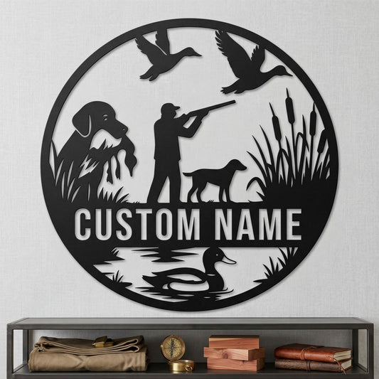 Custom Duck Hunting Metal Sign-Personalized Waterfowl Hunter Wall Art