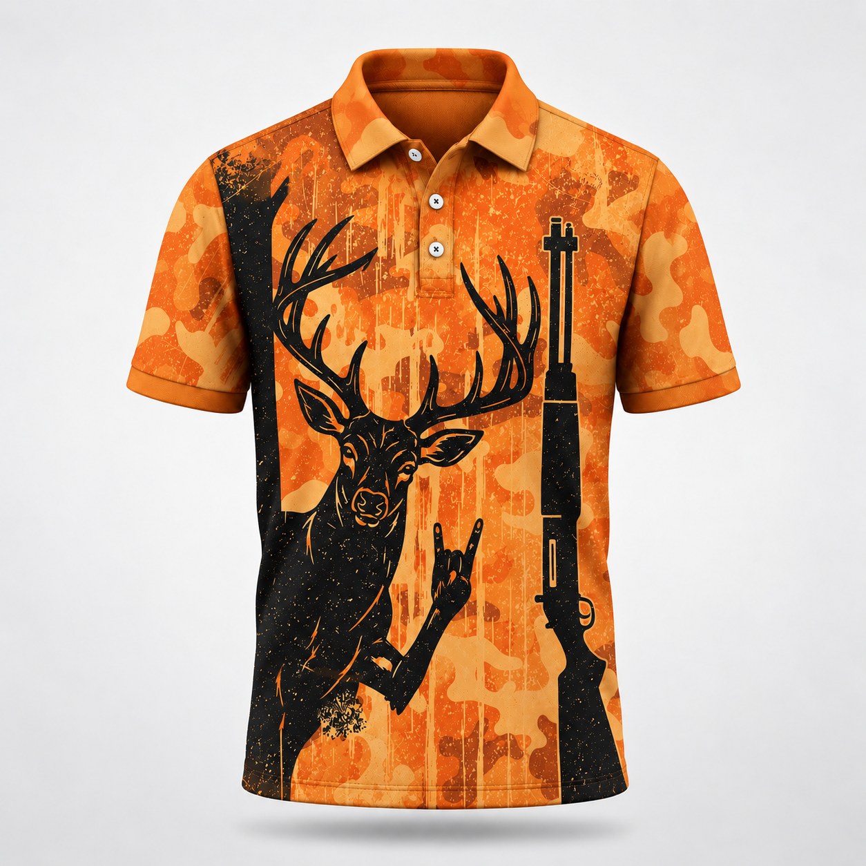 Deer Camoflage Orange Polo Shirt VCP1035