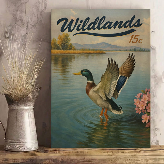 Rustic Duck Canvas Art – Lake Waterfowl Wall Décor for Cabin or Lodge