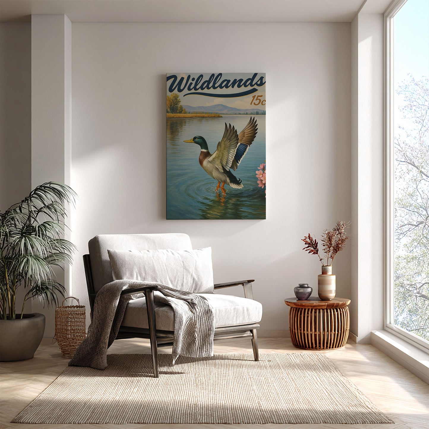 Rustic Duck Canvas Art – Lake Waterfowl Wall Décor for Cabin or Lodge