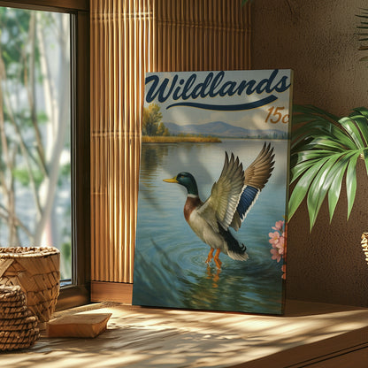 Rustic Duck Canvas Art – Lake Waterfowl Wall Décor for Cabin or Lodge