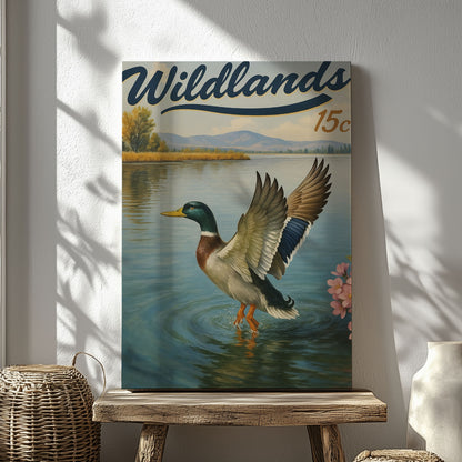Rustic Duck Canvas Art – Lake Waterfowl Wall Décor for Cabin or Lodge