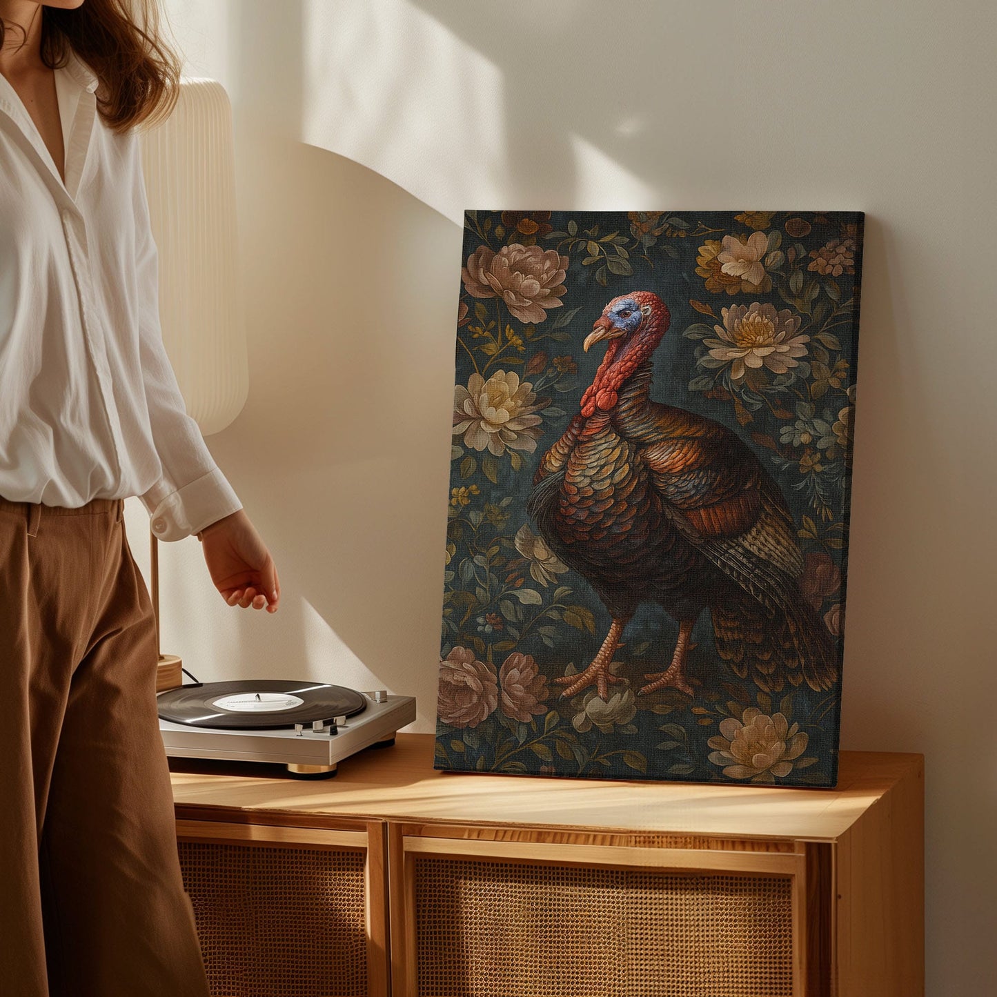 Floral Turkey Artwork Wall Art Cabin Gift for Hunt