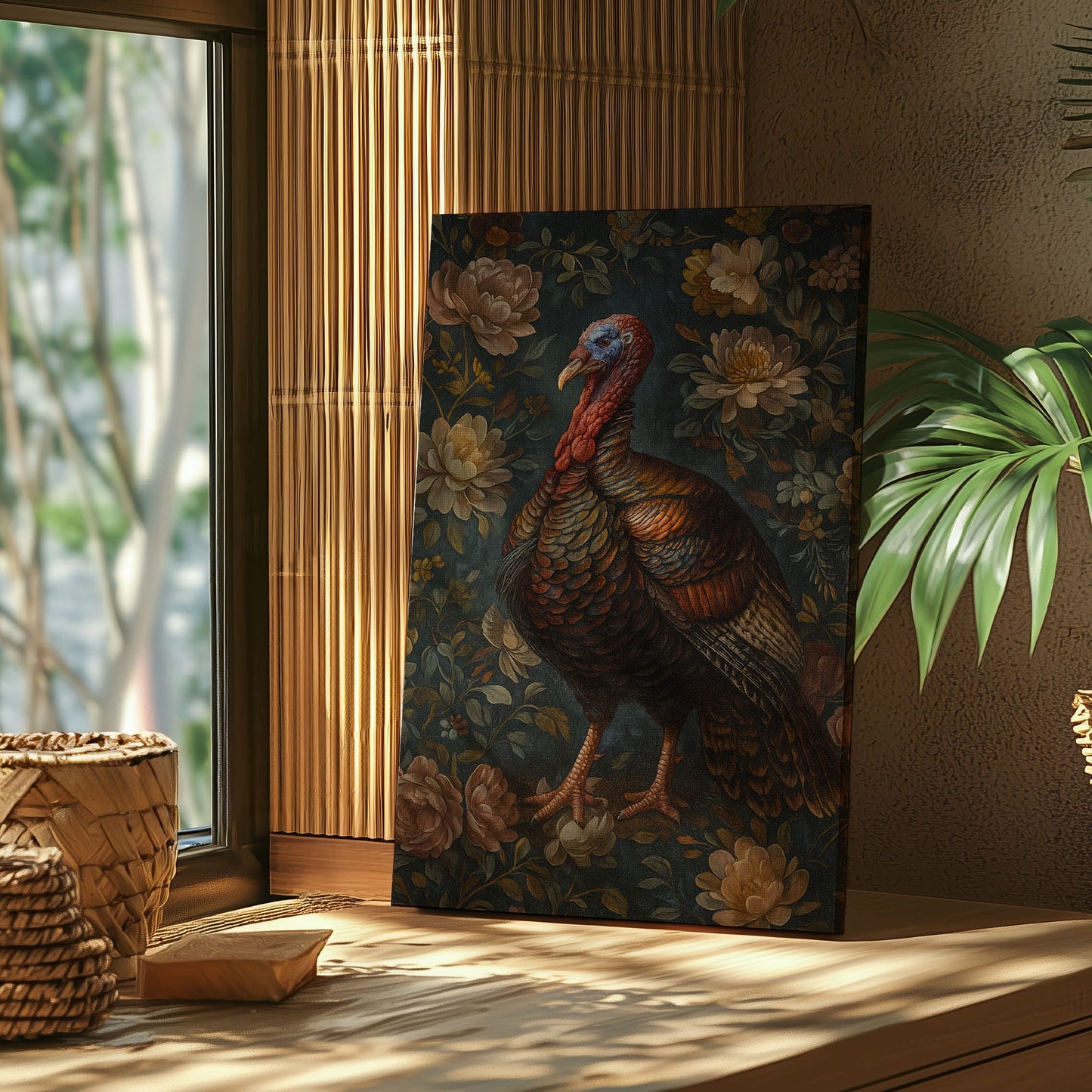 Floral Turkey Artwork Wall Art Cabin Gift for Hunt