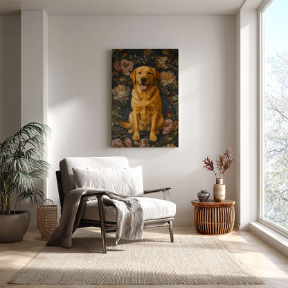 Rustic Labrador Canvas Wall Art – Floral Hunting Cabin Décor