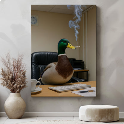 Funny Duck Smoking Cigar Wall Art