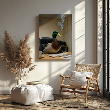 Funny Duck Smoking Cigar Wall Art