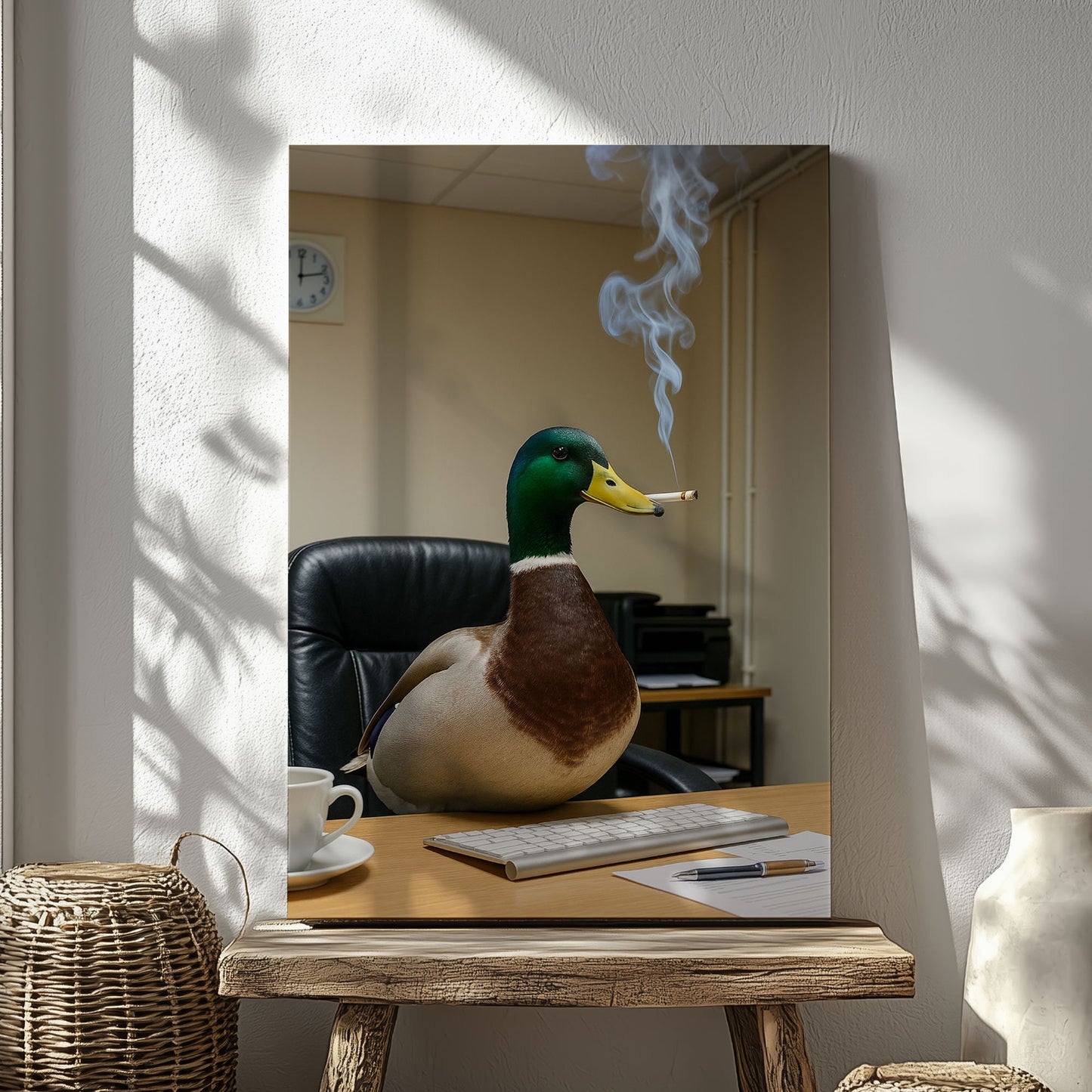 Funny Duck Smoking Cigar Wall Art