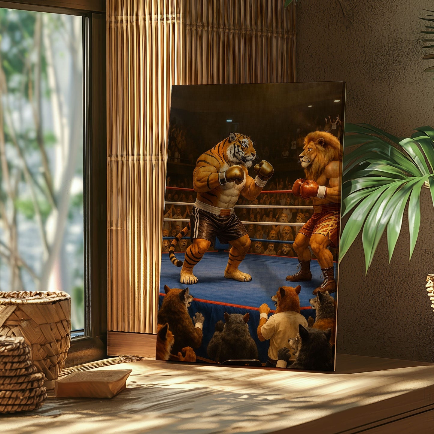 Tiger vs Lion Boxing Canvas Epic Animal Fight Wall Art