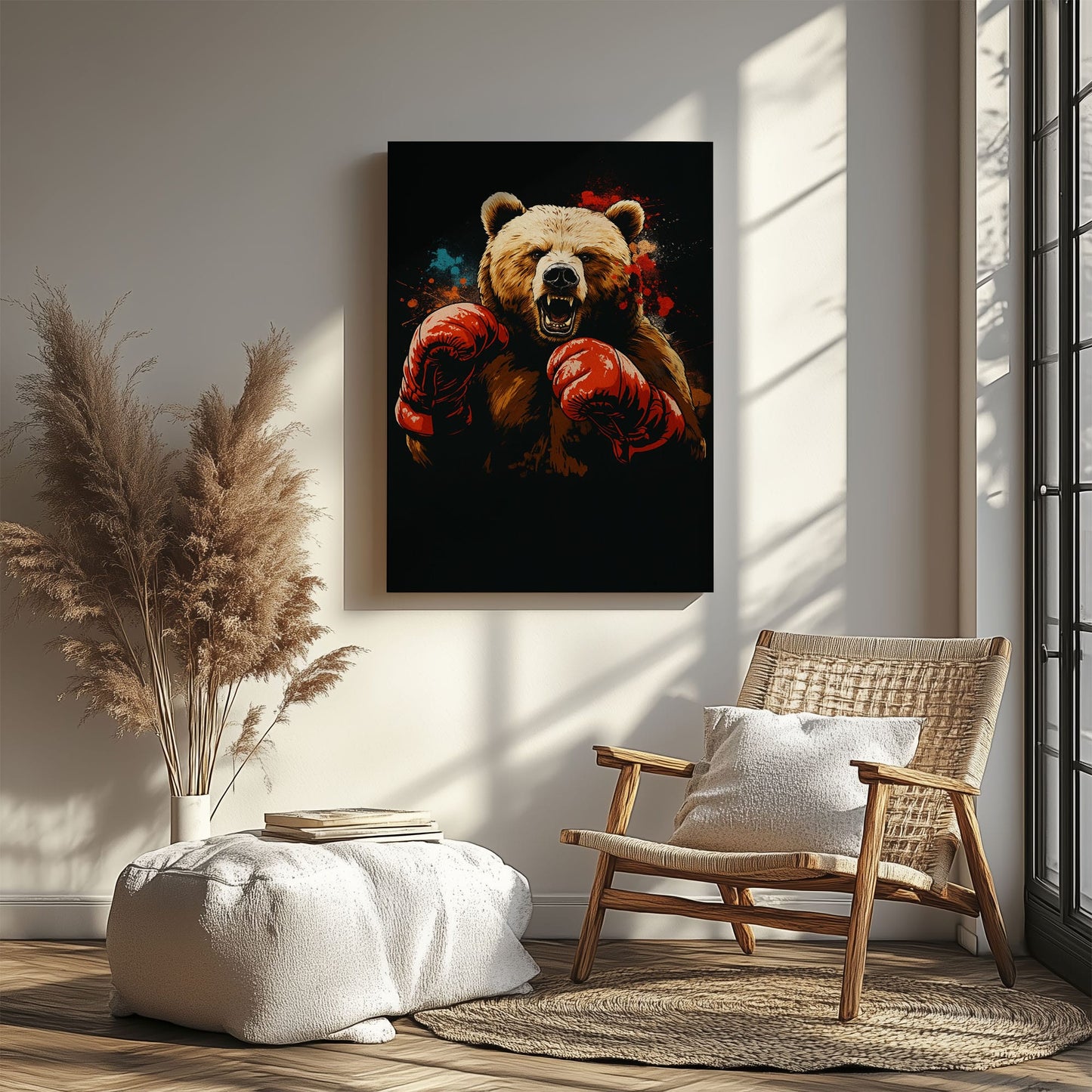 Boxing Bear Canvas Fierce Animal Fighter Wall Art