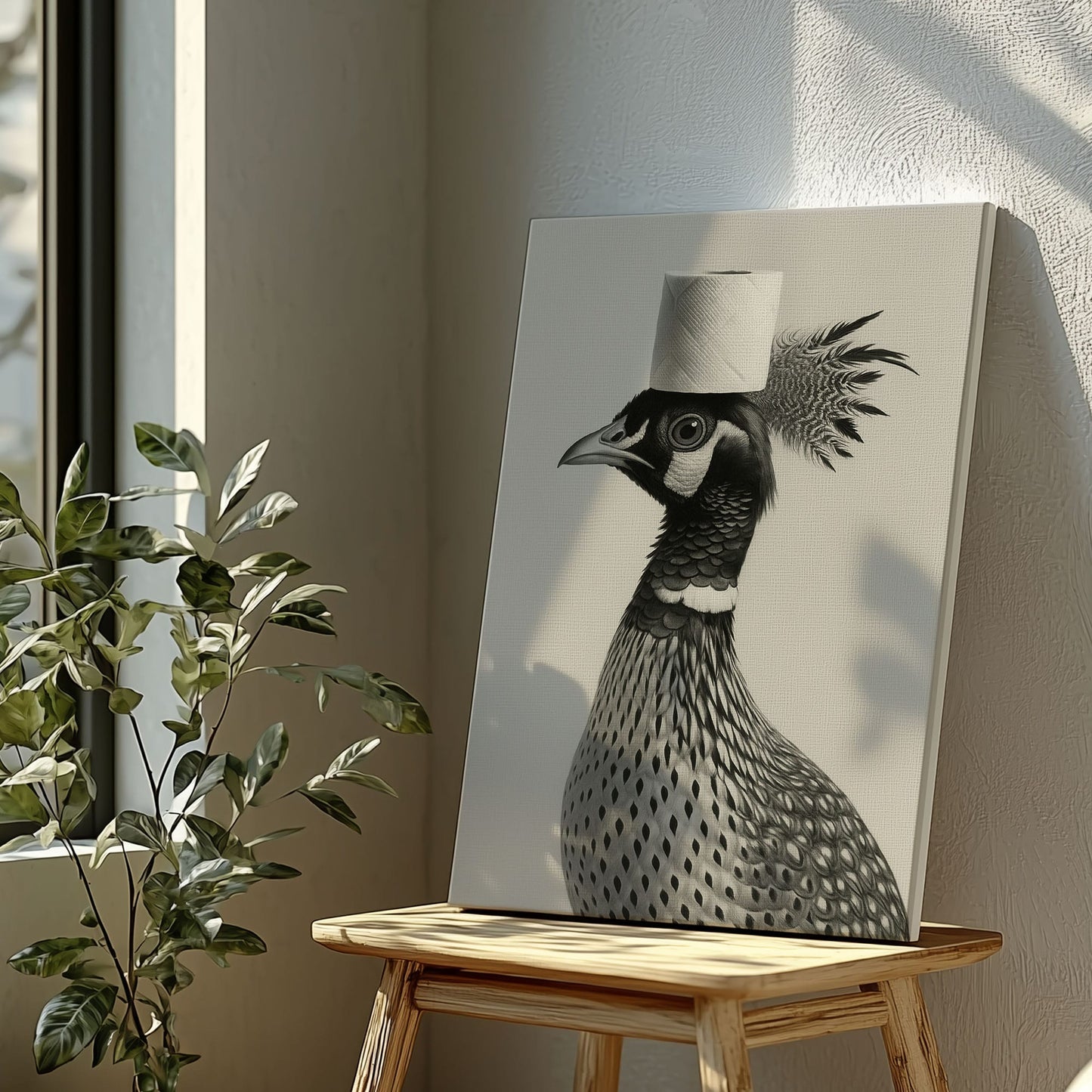 Funny Toilet Paper Bird Canvas Bathroom Wall Art