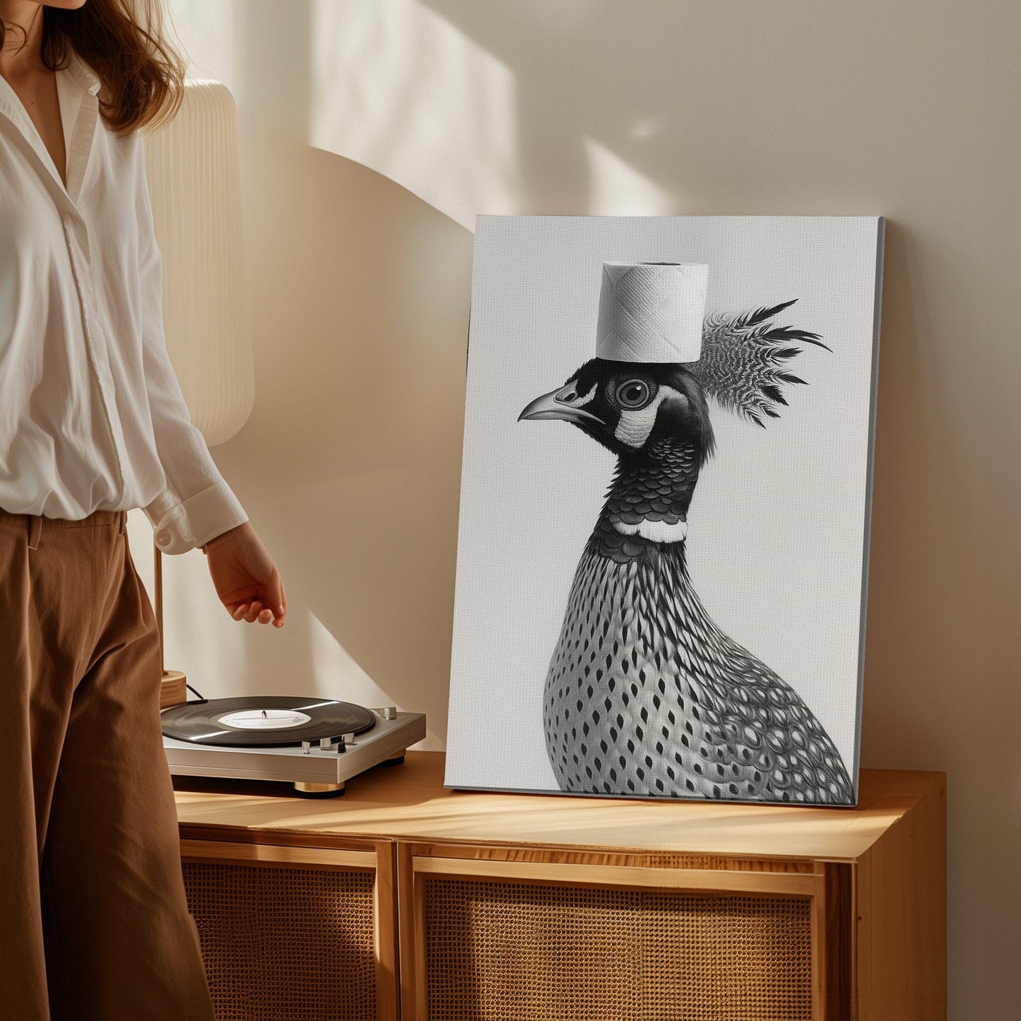 Funny Toilet Paper Bird Canvas Bathroom Wall Art