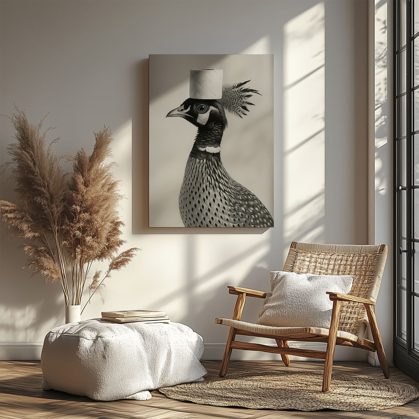 Funny Toilet Paper Bird Canvas Bathroom Wall Art