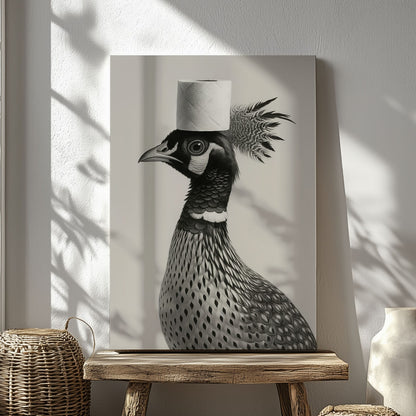 Funny Toilet Paper Bird Canvas Bathroom Wall Art