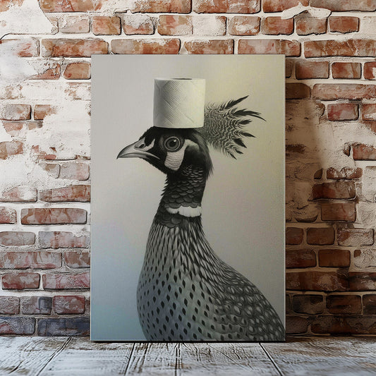 Funny Toilet Paper Bird Canvas Bathroom Wall Art