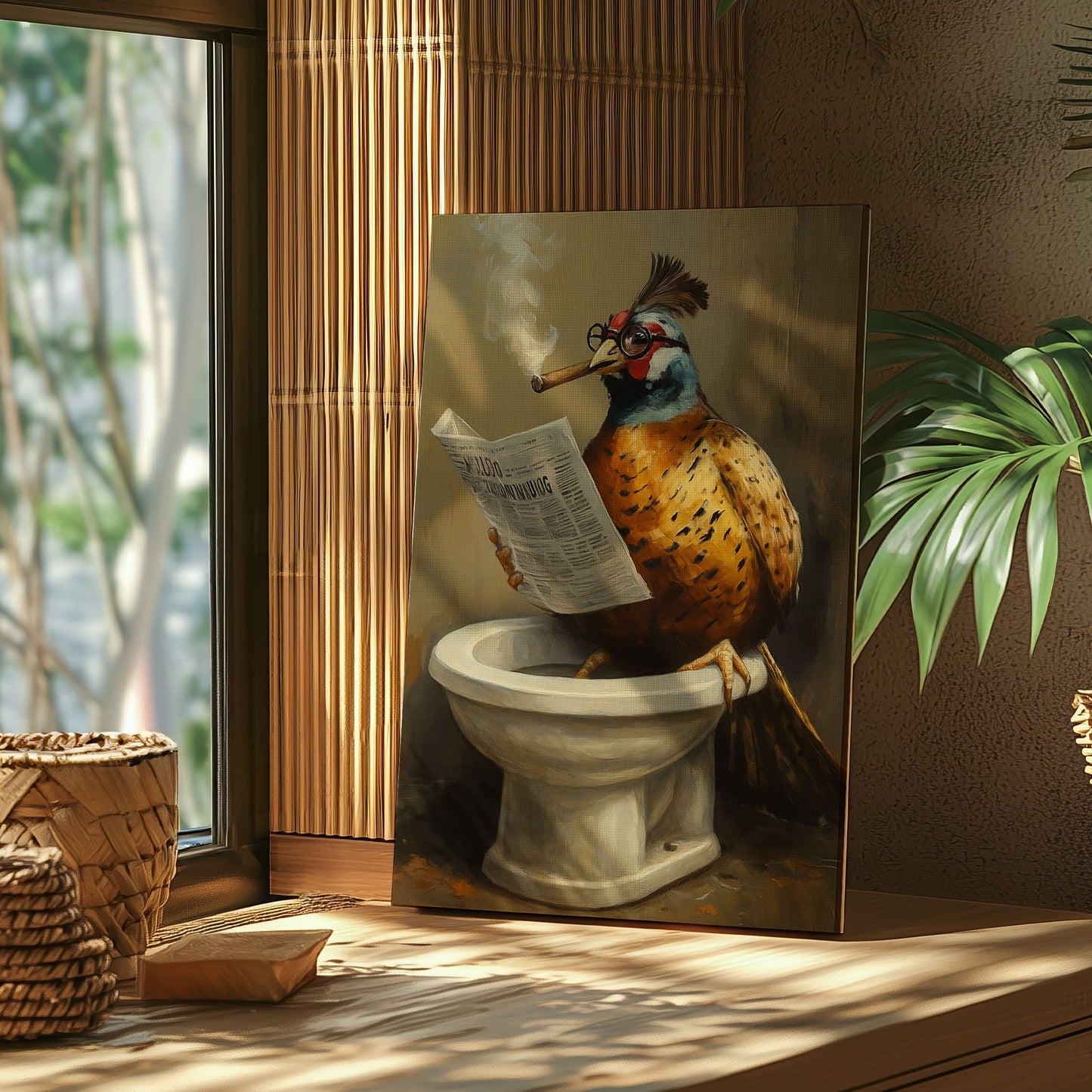 Cigar Bird Bathroom Canvas Toilet Wall Art