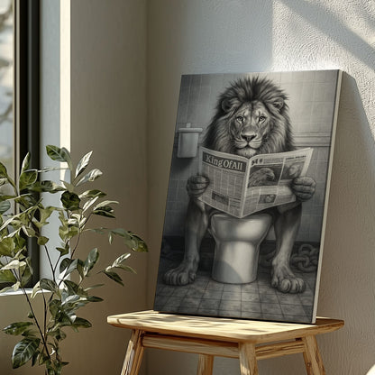 Funny Lion Toilet Canvas Bathroom Wall Art