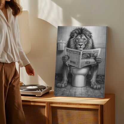Funny Lion Toilet Canvas Bathroom Wall Art