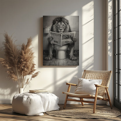 Funny Lion Toilet Canvas Bathroom Wall Art