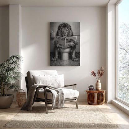 Funny Lion Toilet Canvas Bathroom Wall Art