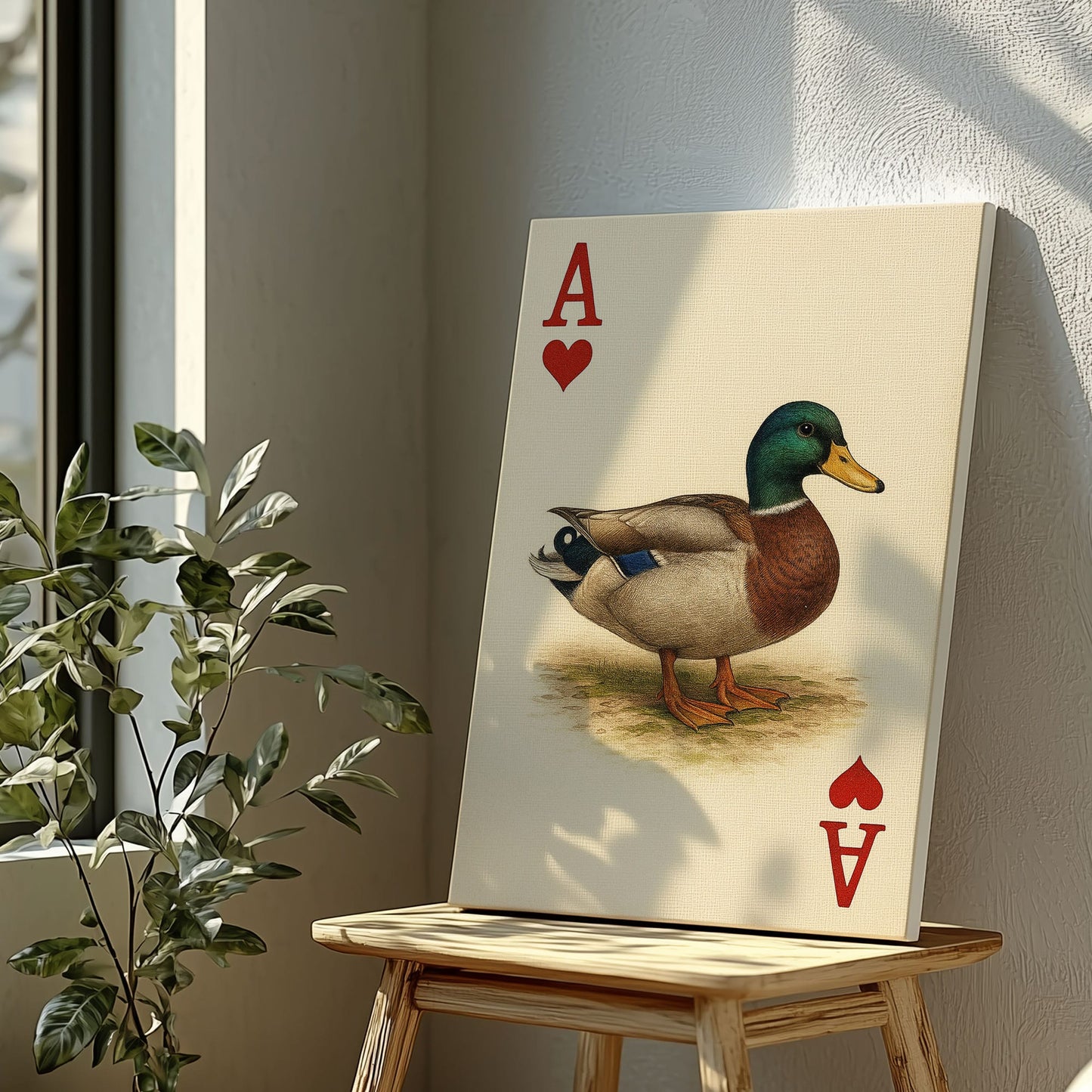 Ace Duck Canvas – Poker Style Wall Art for Hunters & Cabin Decor