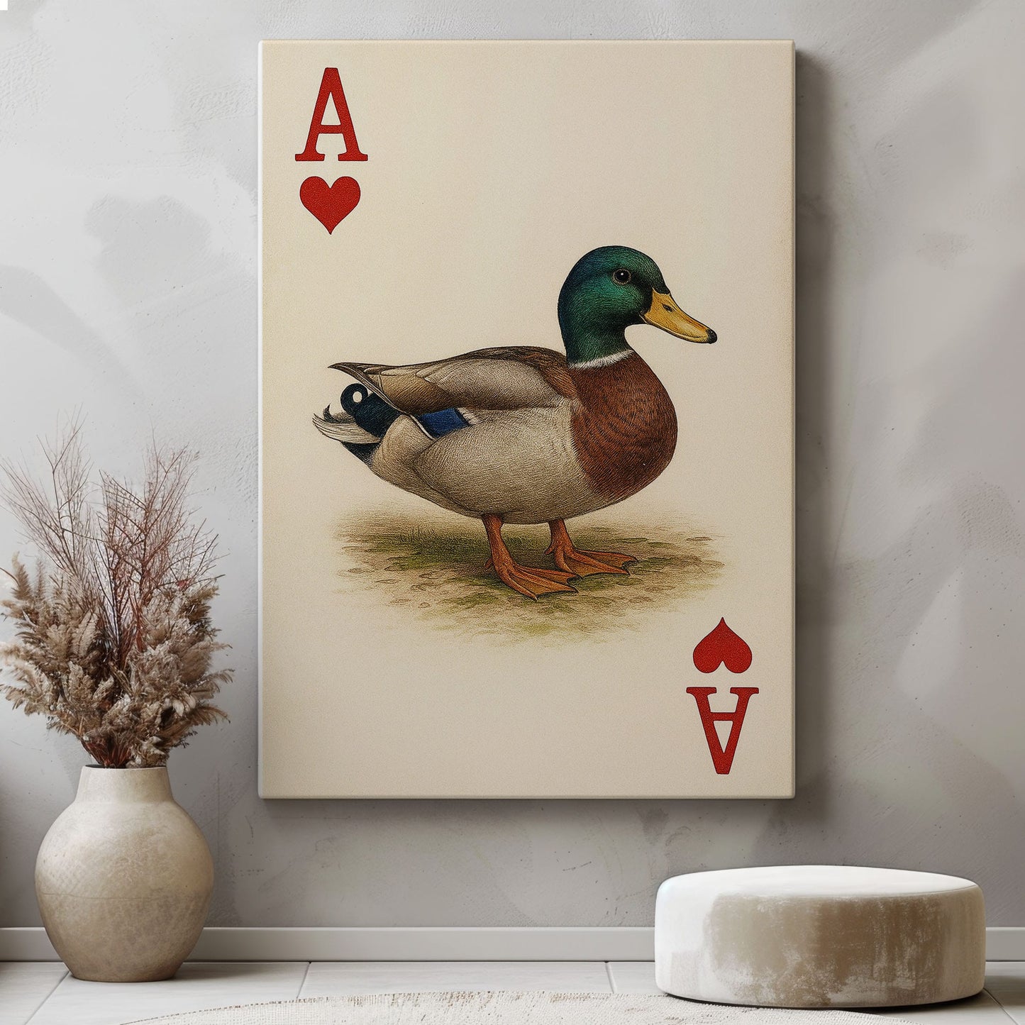 Ace Duck Canvas – Poker Style Wall Art for Hunters & Cabin Decor
