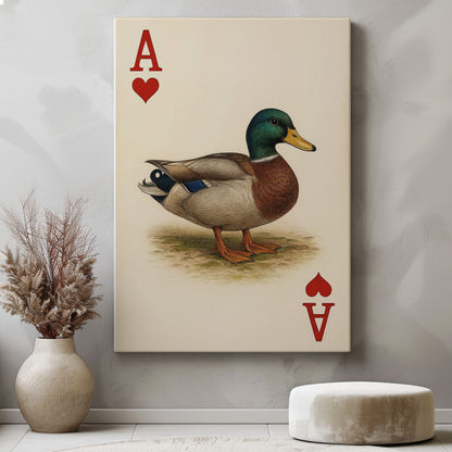 Ace Duck Canvas – Poker Style Wall Art for Hunters & Cabin Decor