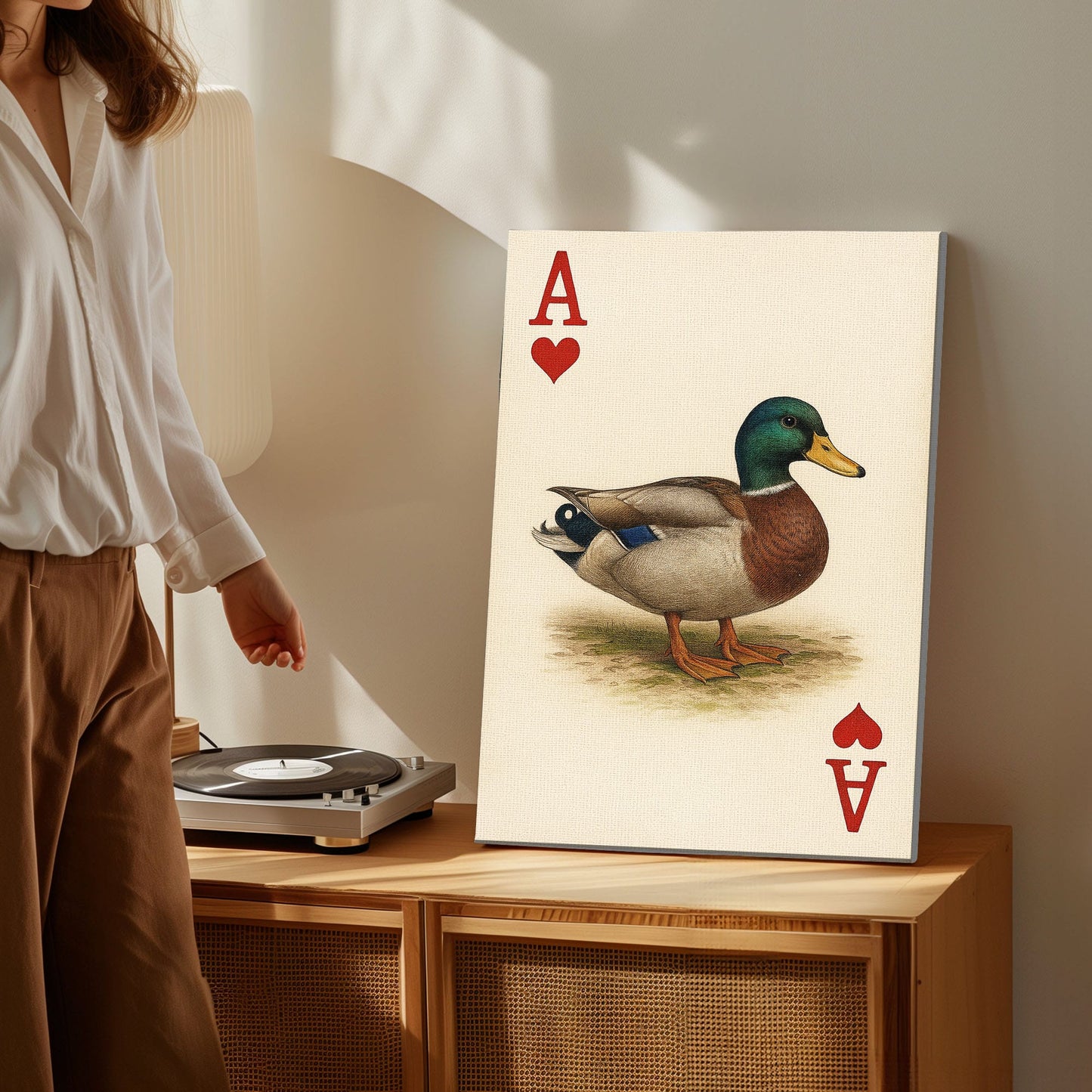 Ace Duck Canvas – Poker Style Wall Art for Hunters & Cabin Decor
