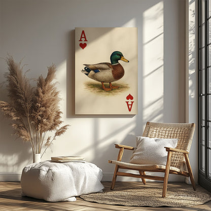 Ace Duck Canvas – Poker Style Wall Art for Hunters & Cabin Decor