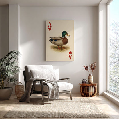 Ace Duck Canvas – Poker Style Wall Art for Hunters & Cabin Decor