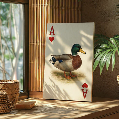 Ace Duck Canvas – Poker Style Wall Art for Hunters & Cabin Decor