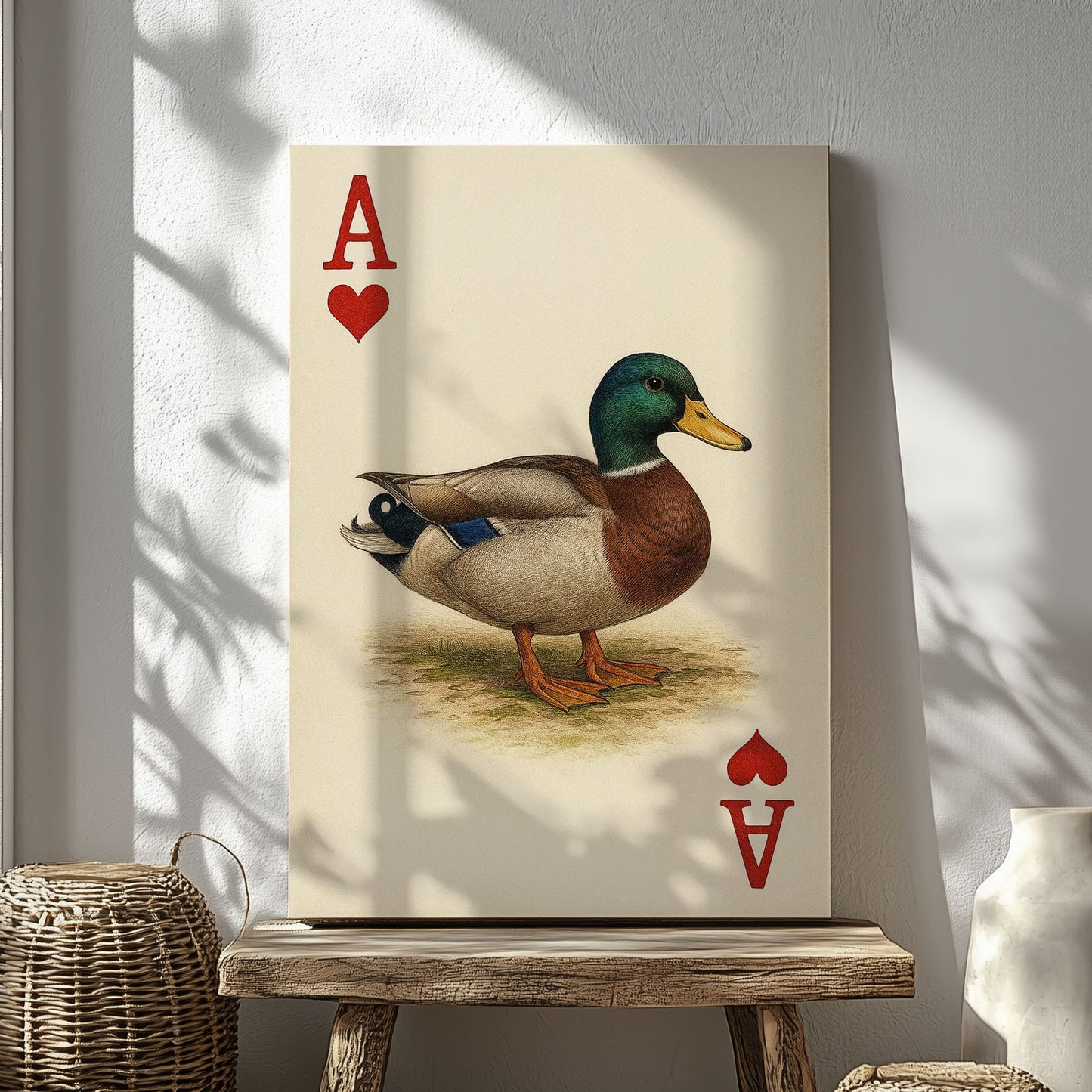 Ace Duck Canvas – Poker Style Wall Art for Hunters & Cabin Decor
