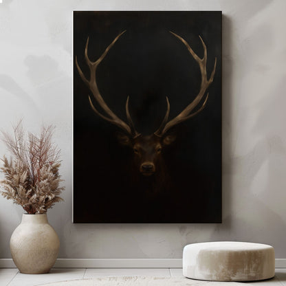 Deer Wall Art Rustic Elk Antler Painting Canvas Cabin Decor for Hunters
