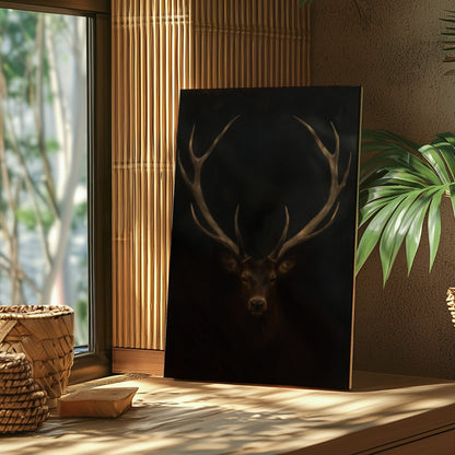 Deer Wall Art Rustic Elk Antler Painting Canvas Cabin Decor for Hunters