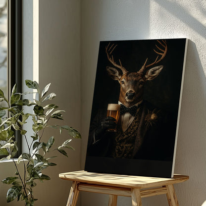 Deer Smoking Reading Newspaper Canvas