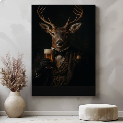 Deer Smoking Reading Newspaper Canvas