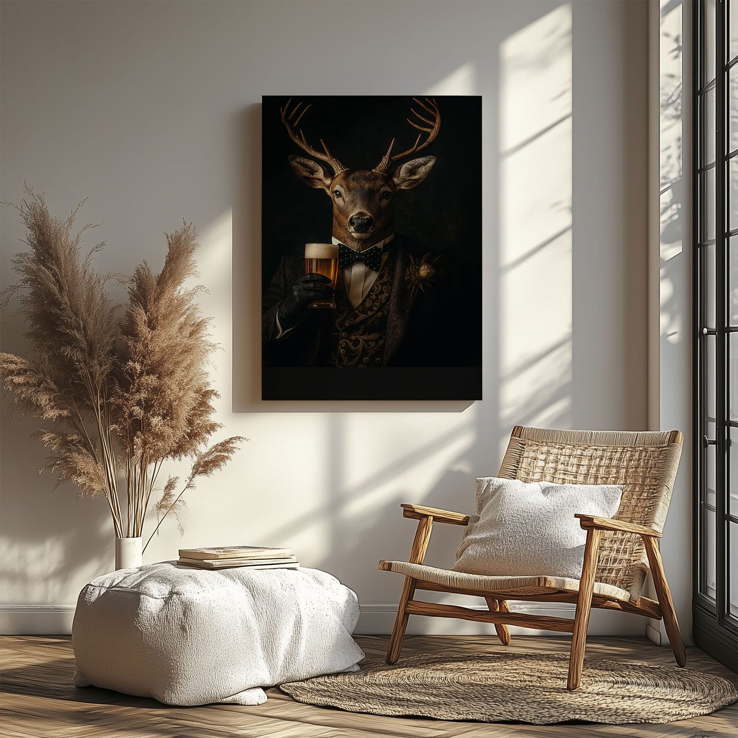 Deer Smoking Reading Newspaper Canvas