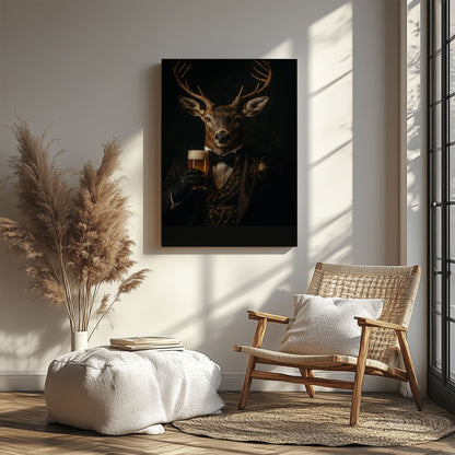Deer Smoking Reading Newspaper Canvas