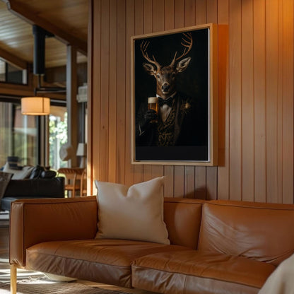 Deer Smoking Reading Newspaper Canvas