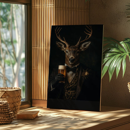 Deer Smoking Reading Newspaper Canvas
