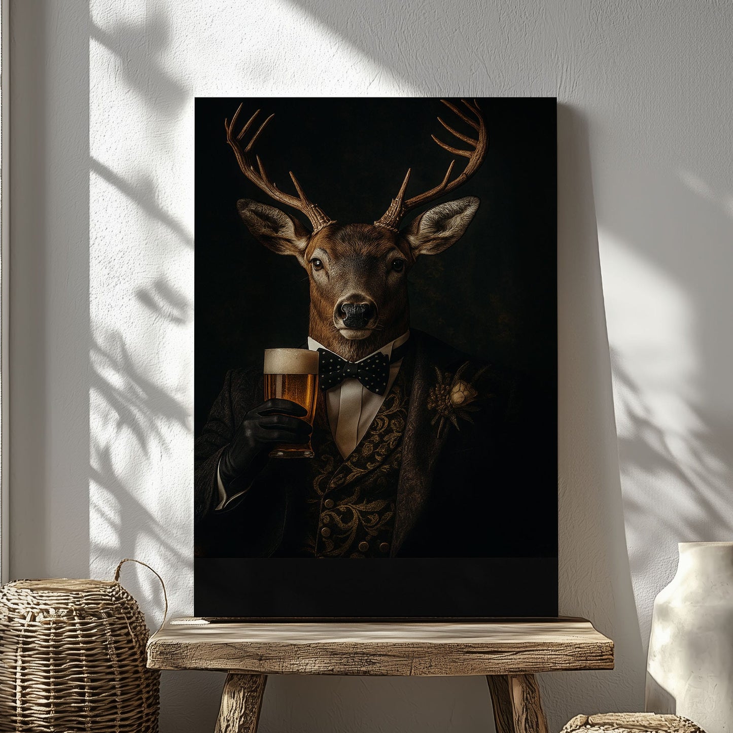 Deer Smoking Reading Newspaper Canvas