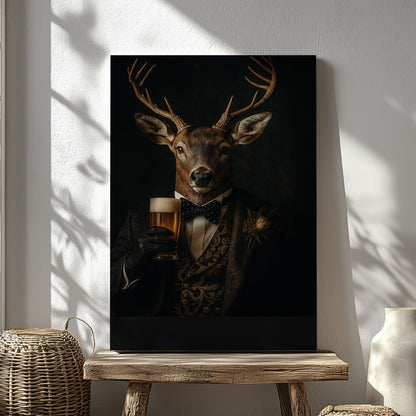 Deer Smoking Reading Newspaper Canvas