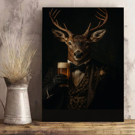 Deer Smoking Reading Newspaper Canvas