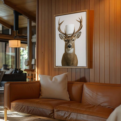 Deer With Toilet Paper Canvas Cabin Bathroom Wall Art