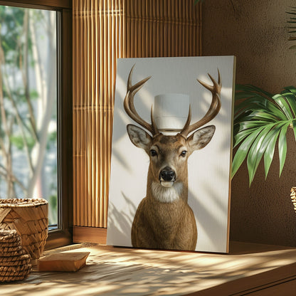 Deer With Toilet Paper Canvas Cabin Bathroom Wall Art